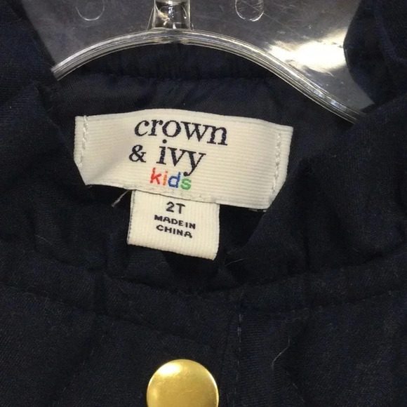 Crown & Ivy 2T Navy Blue Quilted Snap Button Vest - Picture 5 of 5